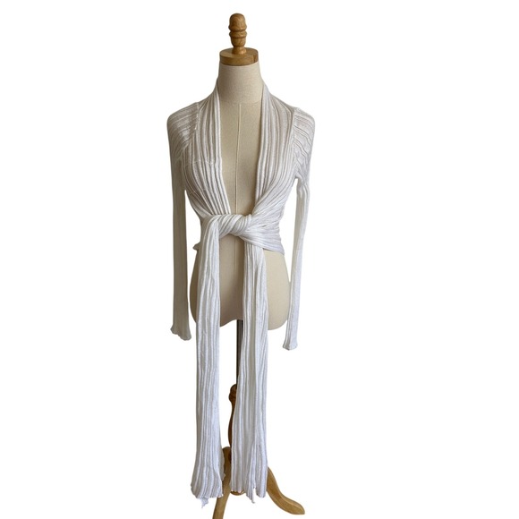 John P Shawl Shrug Cardigan Cover Up  White Viscose Blend Made in Greece - Picture 1 of 8